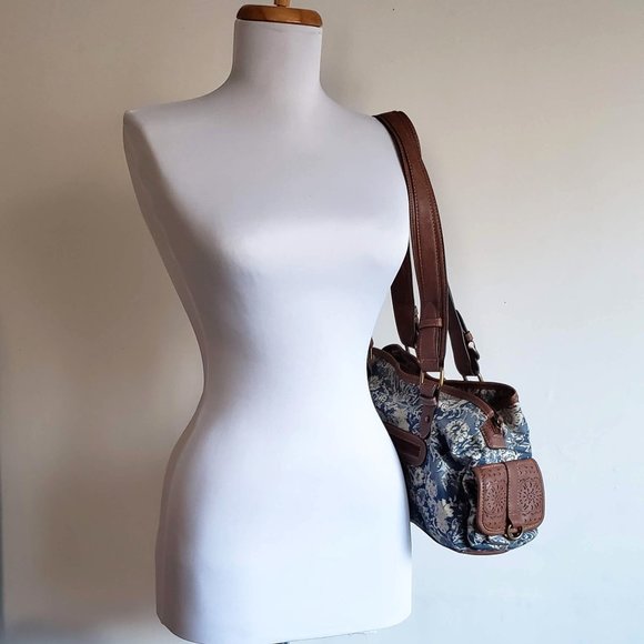 Like NEW Cargo CHAPS RALPH LAUREN Western Satchel Denim Canvas Shoulder Bag - Picture 14 of 15